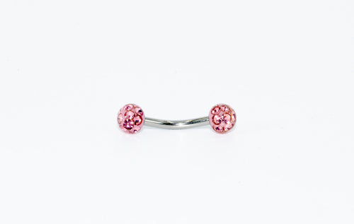 16GA Tiffany Bent Barbell (Pink Sparkle Ball)