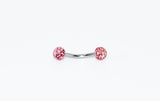 16GA Tiffany Bent Barbell (Pink Sparkle Ball)